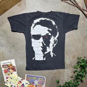 Vintage 90s Terminator 2 Judgement Day Tee Mens Large Big Face Movie Promo Shirt